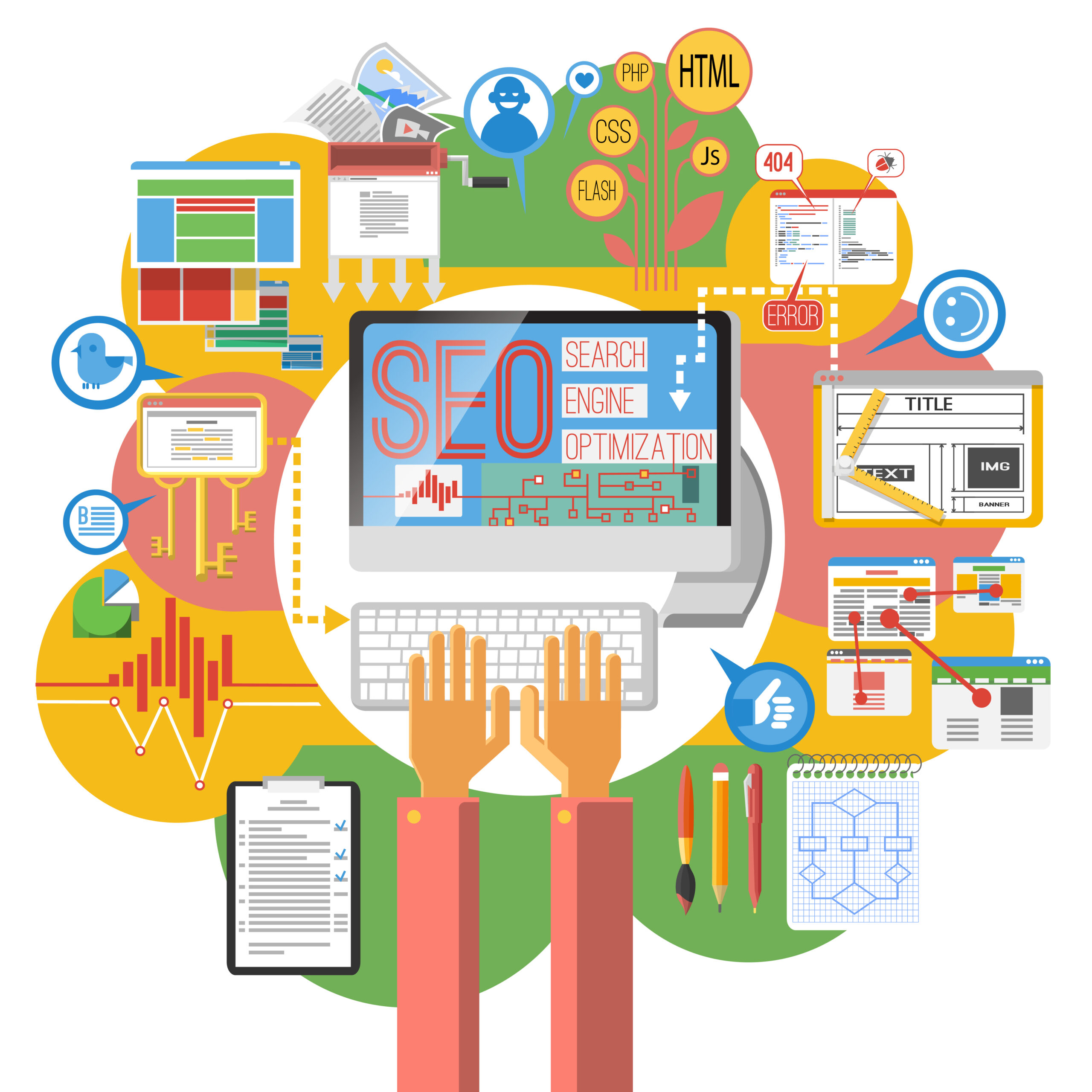 Seo concept computer poster